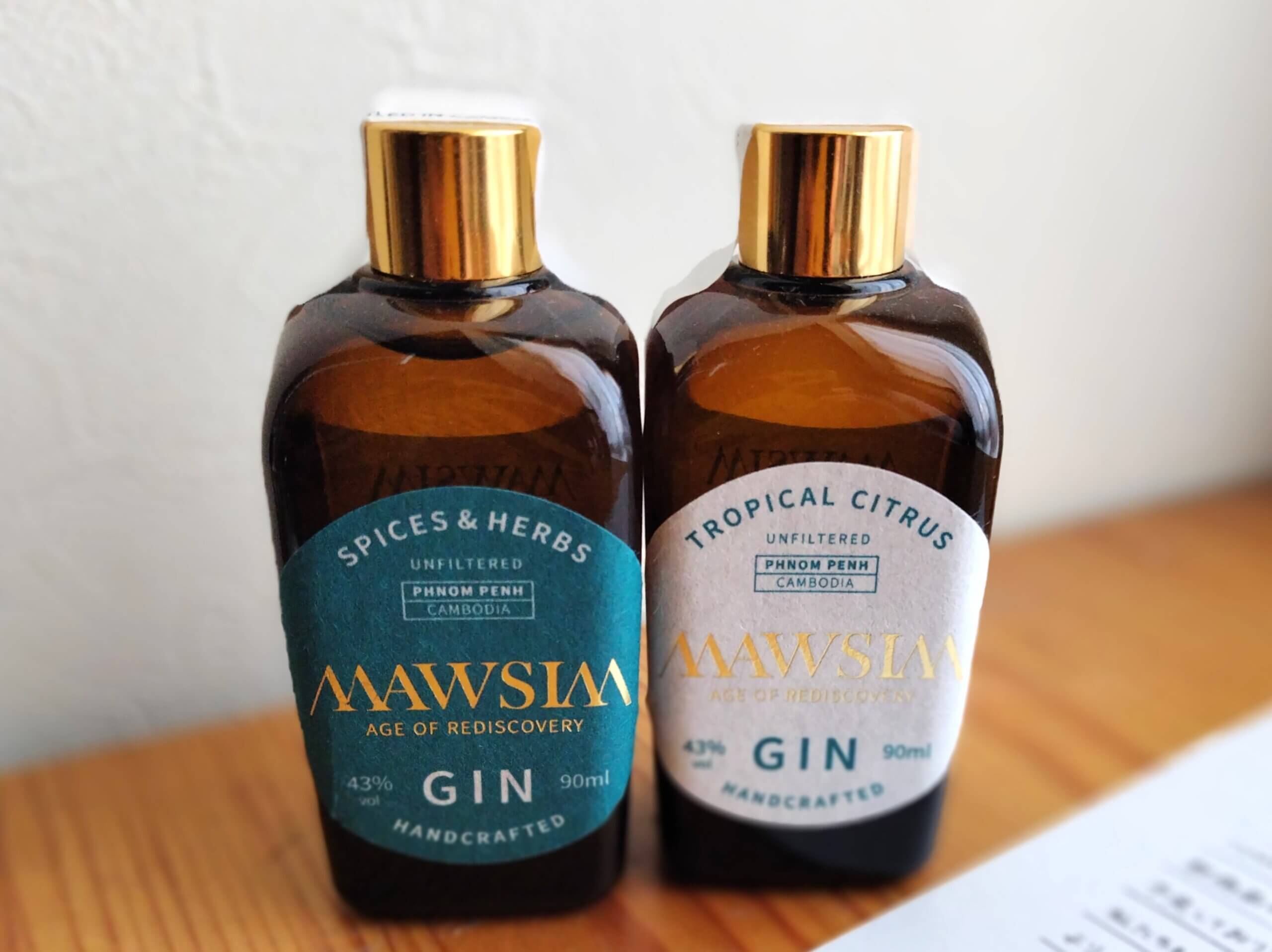 MAWSIM GIN SPICES & HERBS、TROPICAL CITRUSのミニボトル